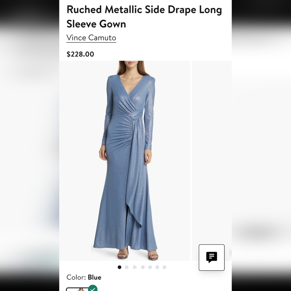 Vince Camuto Ruched Long Sleeve Gown